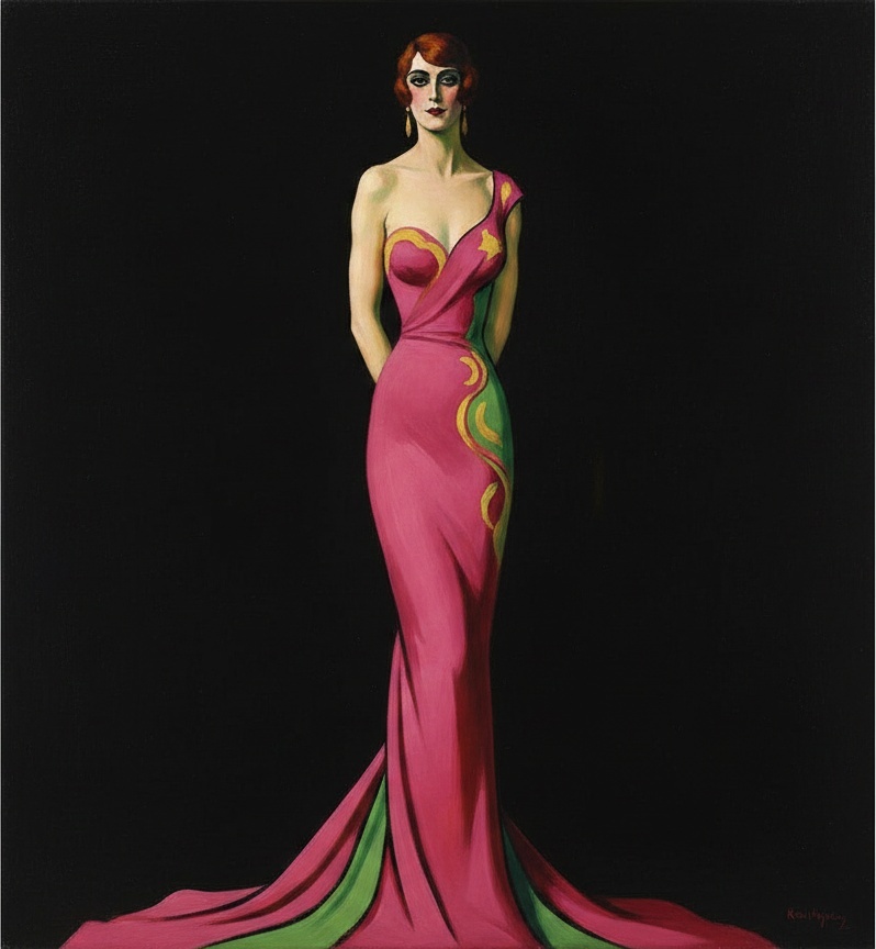 The Magenta Silhouette In Verdant Grace — Léo Hardy