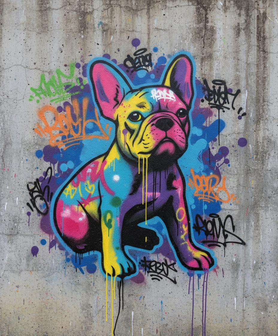 Electric Canine Spirit: A Singular Symphony Of Neon Splatter And Urban Motion — Théo Masson