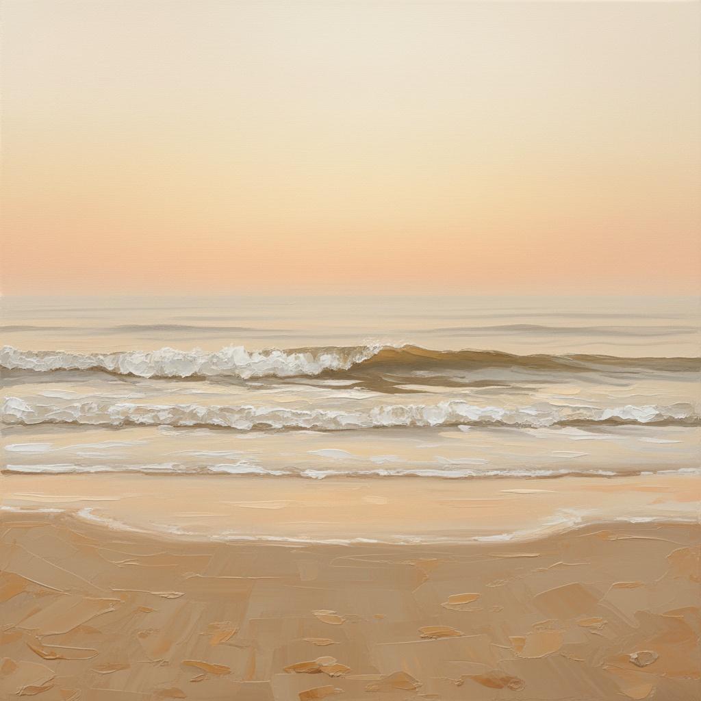 Ethereal Tide In Ochre: A Singular Vision Of Serene Coastal Solitude — Laurent Roche