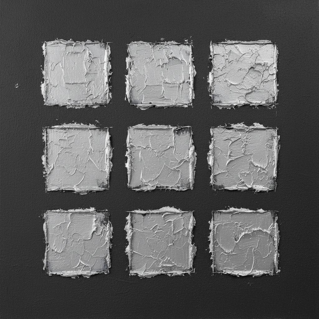 Monolithic Fragments: A Meditative Study Of Textured Light Within A Structured Charcoal Void — David Moreau