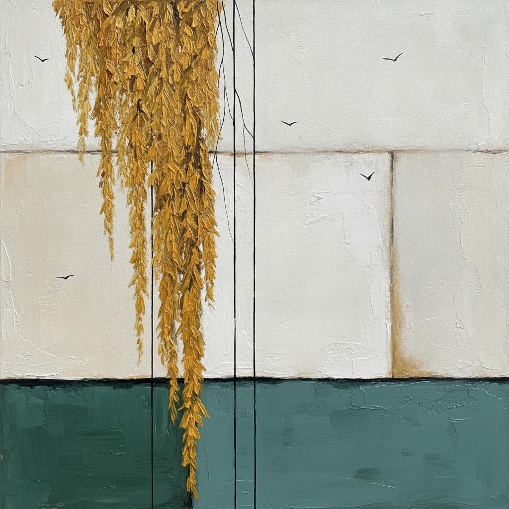 Golden Ochre Cascades Over Teal And Bone — Laurent Roche