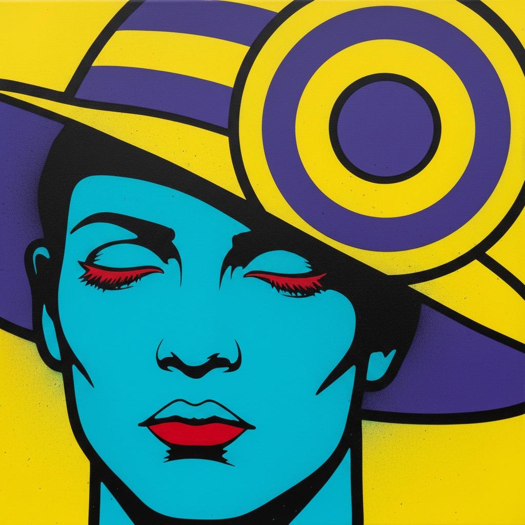 Celestial Symmetry In Cyan And Gold: A Monumental Geometric Portrait Study — Caroline Pelletier
