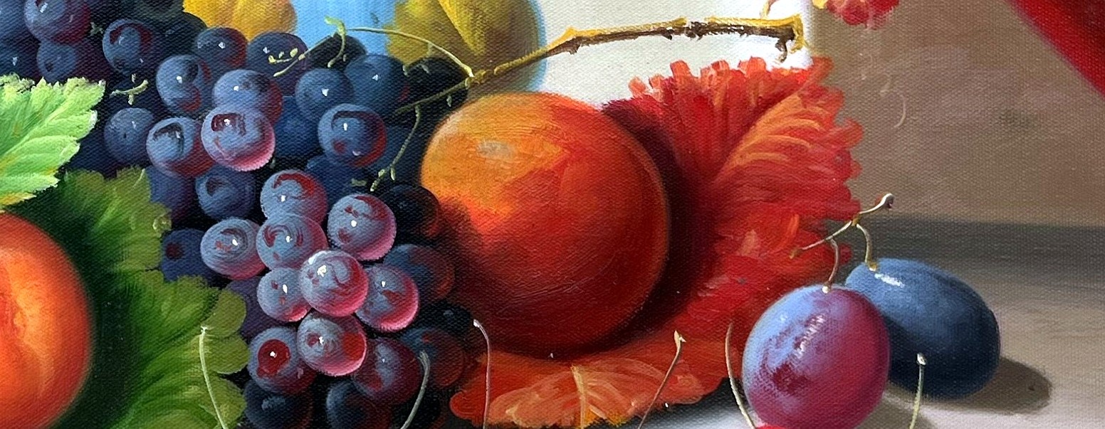 Baroque Fruit Still Life with Autumn Foliage - detail
