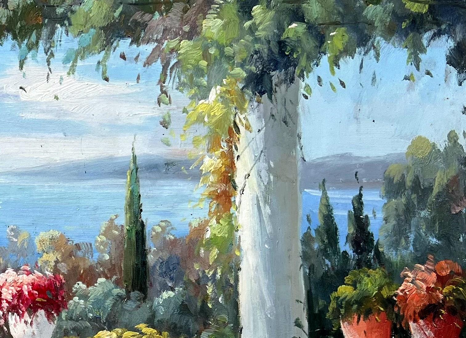 Impressionist Mediterranean Terrace Overlooking Sea - detail