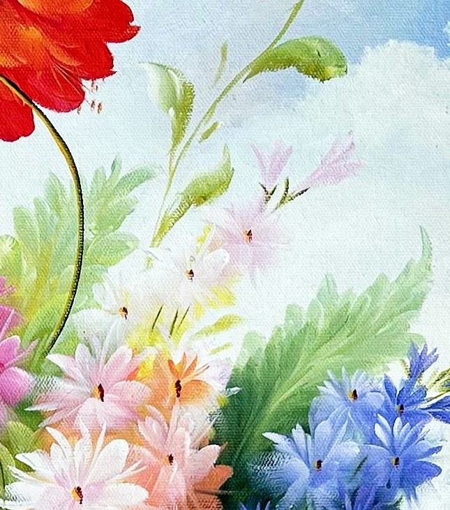 Romantic Floral Still Life with Roses and Peonies - detail