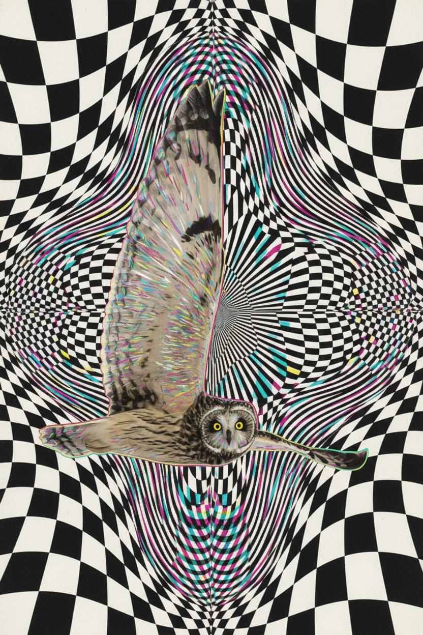 Vortex Of The Unseen: The Owl's Geometric Descent — Sophie Boyer