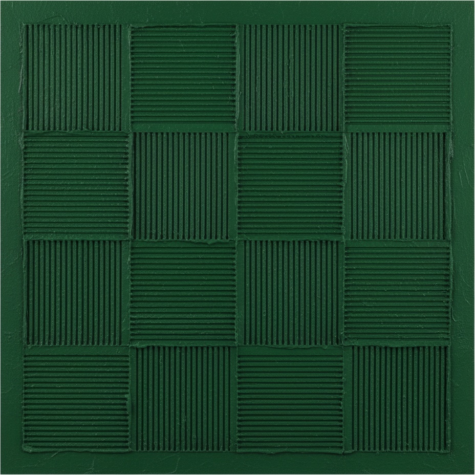 Monolithic Emerald Grid: A Meditative Study In Sculpted Forest Green Textures — Laurent Vionnet