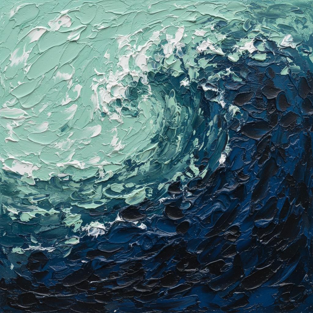 Turbulent Abyss: A Monumental Study Of Swirling Seafoam And Midnight Depths — David Moreau