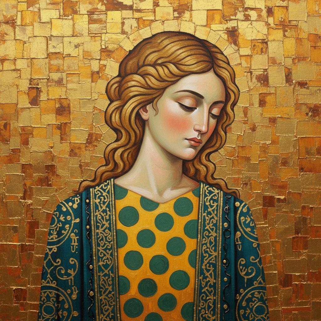 Golden Solitude: A Meditative Icon Of Eternal Grace And Gilded Serenity — Christian Noiret