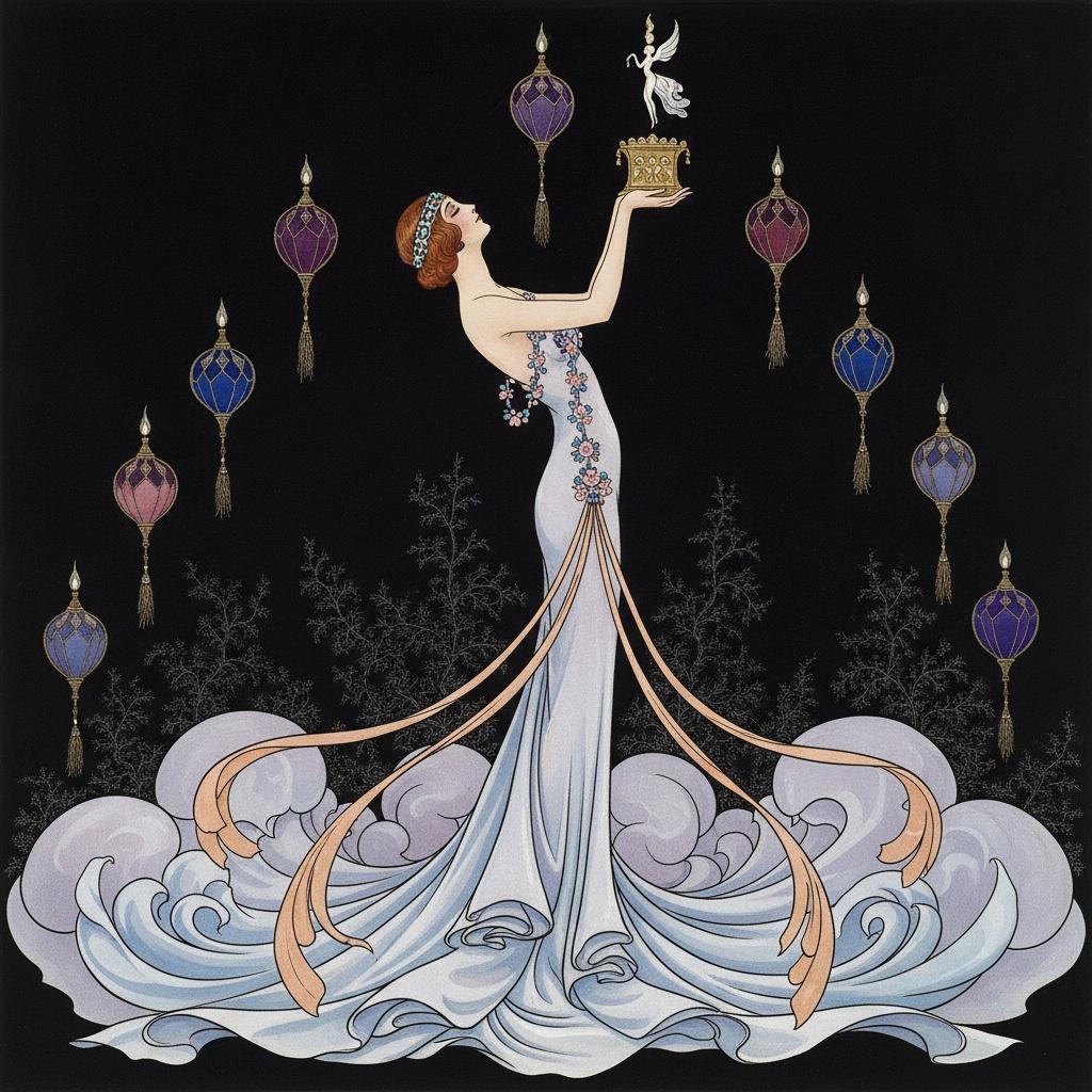 Ascension Of The Indigo Silhouette Amidst Gilded Ornaments — Valentin Laurent De Courcey
