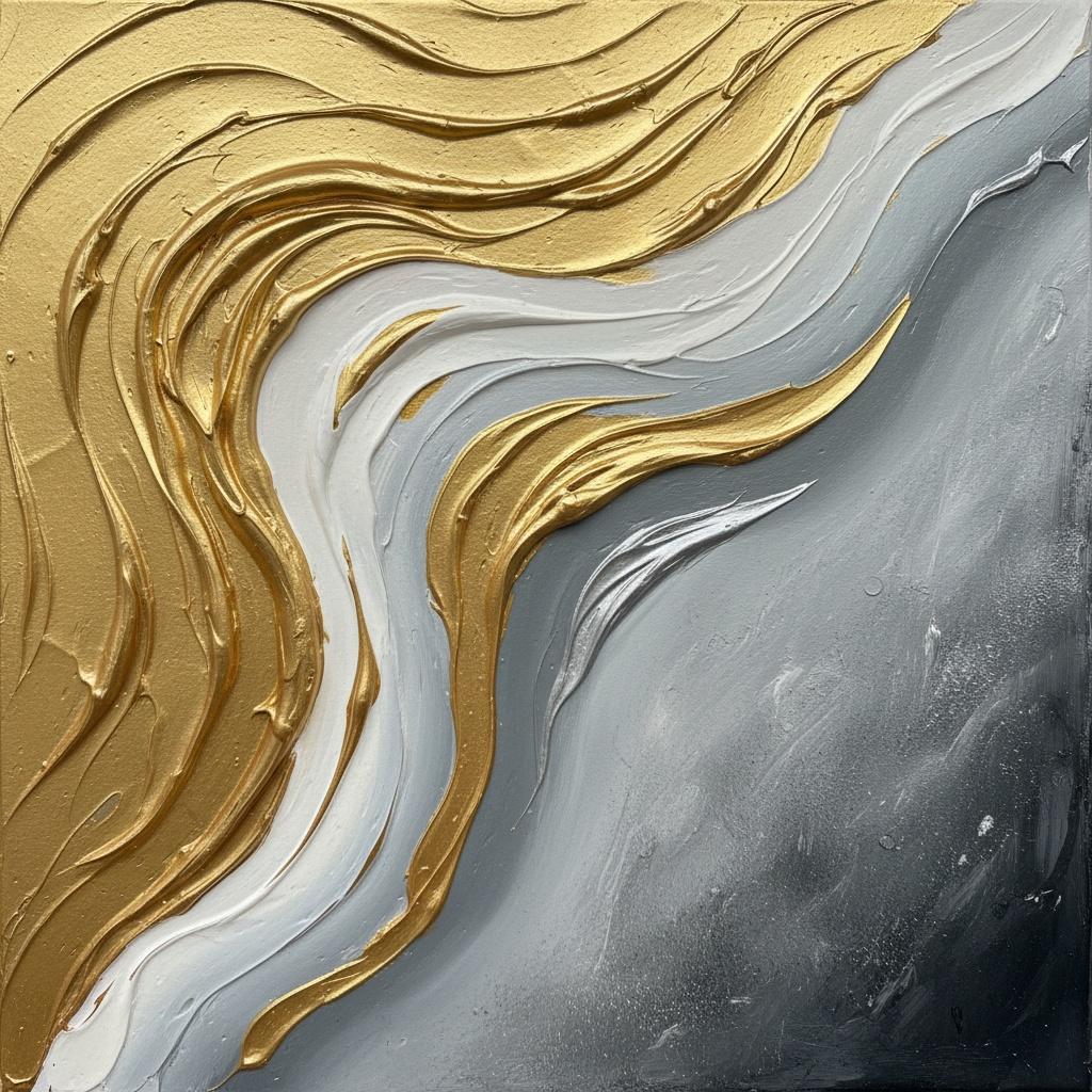 Gilded Rhythms In Motion: A Monumental Study Of Sculptural Gold And Shadowed Grey — Laurent Fabre