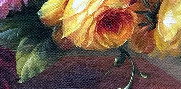 Baroque Floral Still Life with Roses and Peonies - detail