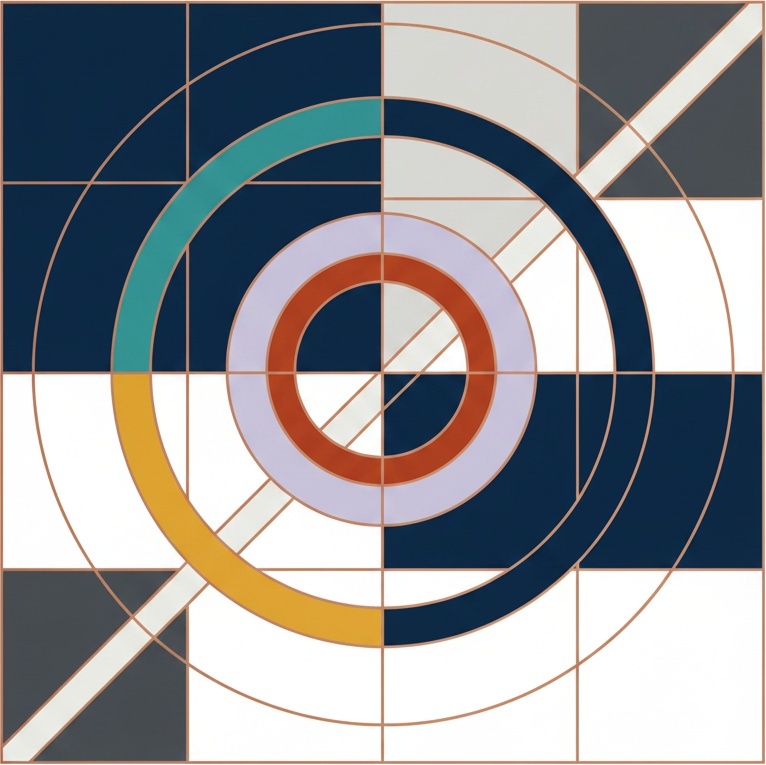 Celestial Geometry In Navy And Ochre: A Monumental Study Of Harmonic Precision — Laurent Fabre
