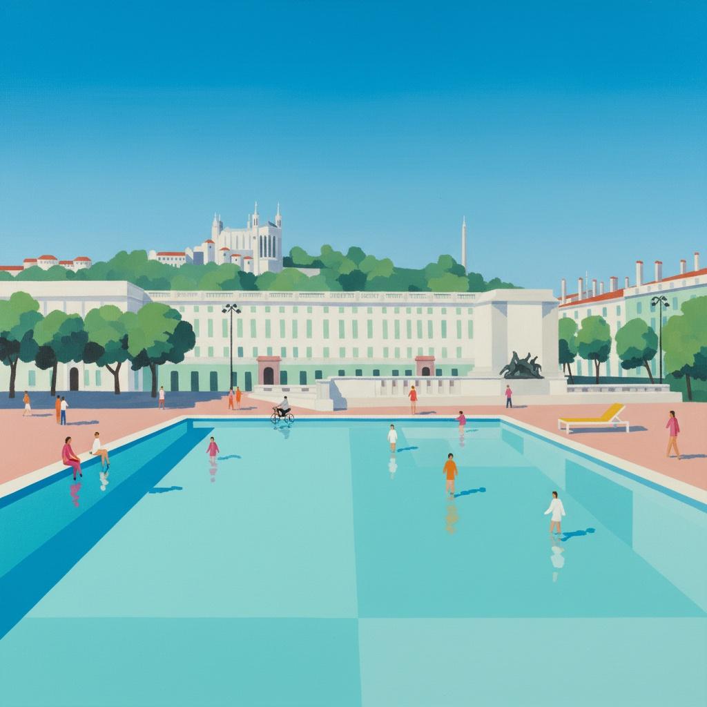 Cerulean Serenity: A Monumental Study Of Architectural Symmetry And Summer Stillness — Marion Delorme