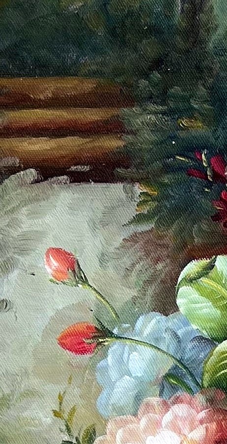 Romantic Floral Still Life with Roses and Lilies - detail