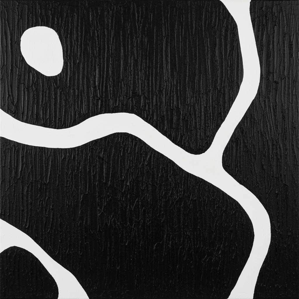 Monolithic Echoes Of White Ribbons Amidst A Textured Midnight Void — Laurent Vionnet