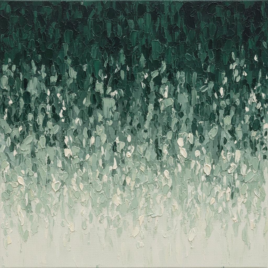 Descending Emerald Shadows: A Monochromatic Study In Verdant Light And Texture — David Moreau