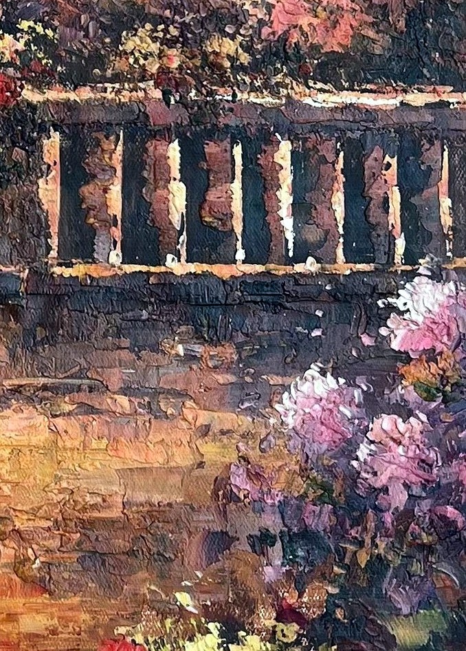 Impressionist Mediterranean Villa Coastal Landscape - detail