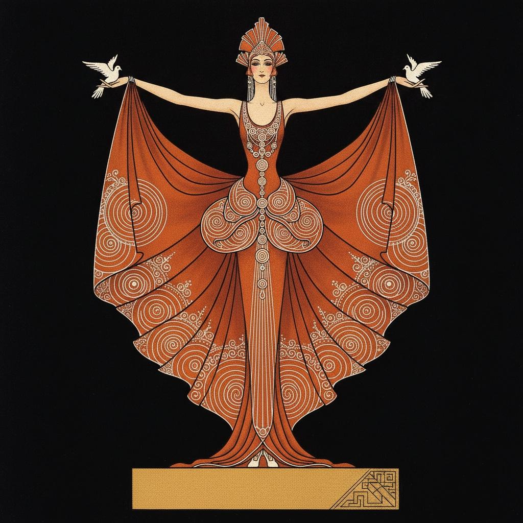 Terracotta Icon With Golden Spirals And White Doves — Valentin Laurent De Courcey