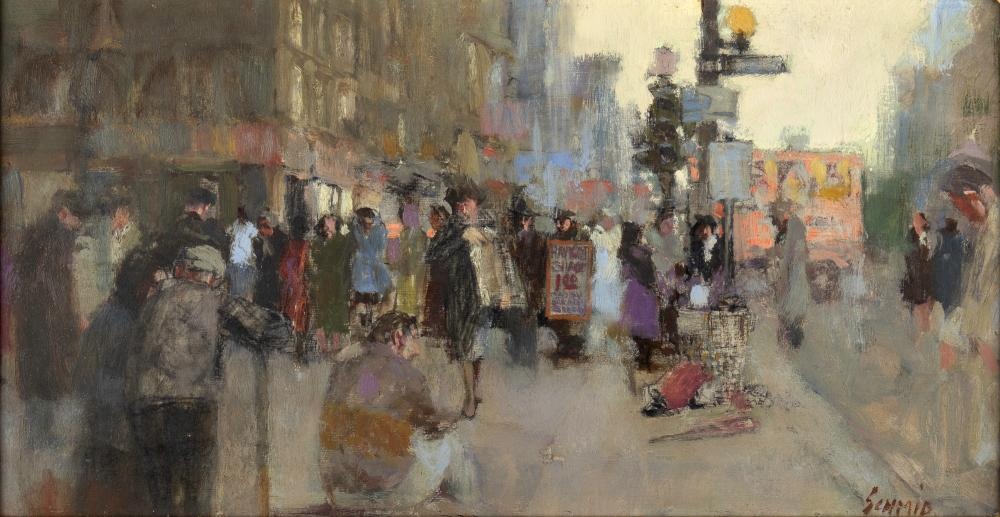 Bustling City Sidewalk — Richard Schmid