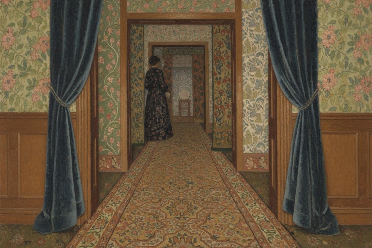 The Silent Threshold: An Introspective Study In Blue And Ochre — Adèle Petit