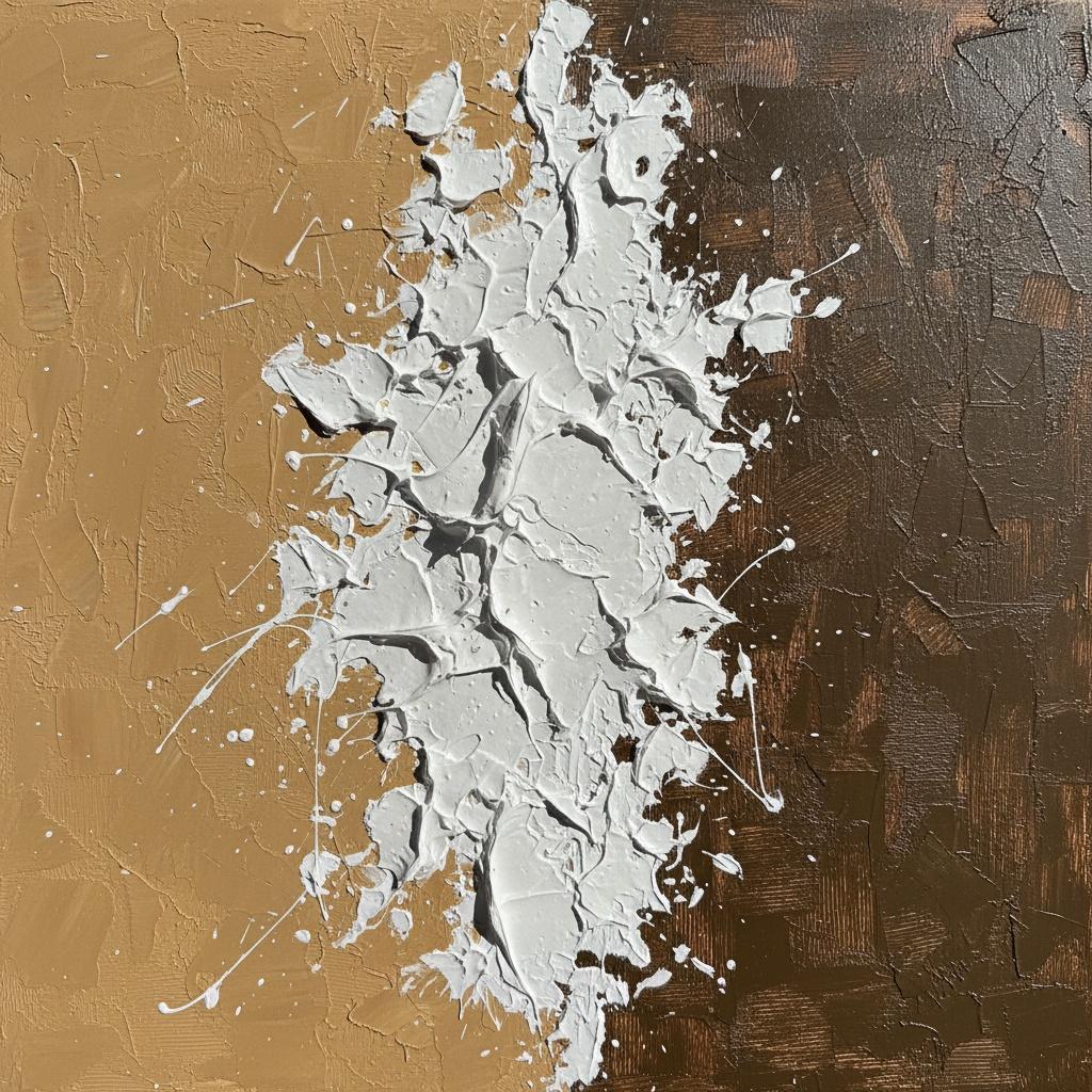 Ethereal Convergence Of Ochre And Umber In A Sculptural White Impasto Fragment — David Moreau