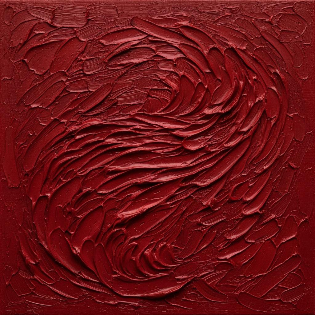 Crimson Vortex: A Sculptural Study Of Rhythmic Motion And Deep Impasto Tension — David Moreau