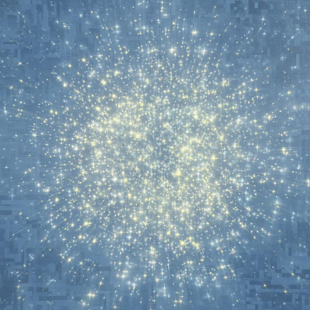Celestial Radiance: A Singular Explosion Of Luminous Blue And Golden Stardust — Isabelle Dupuis