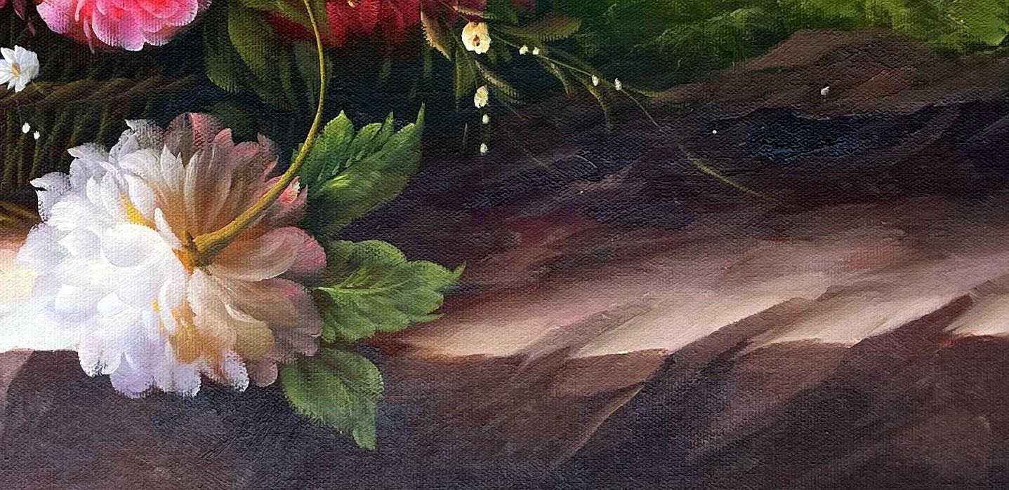 Romanticist Floral Basket with Peonies and Lilies - detail