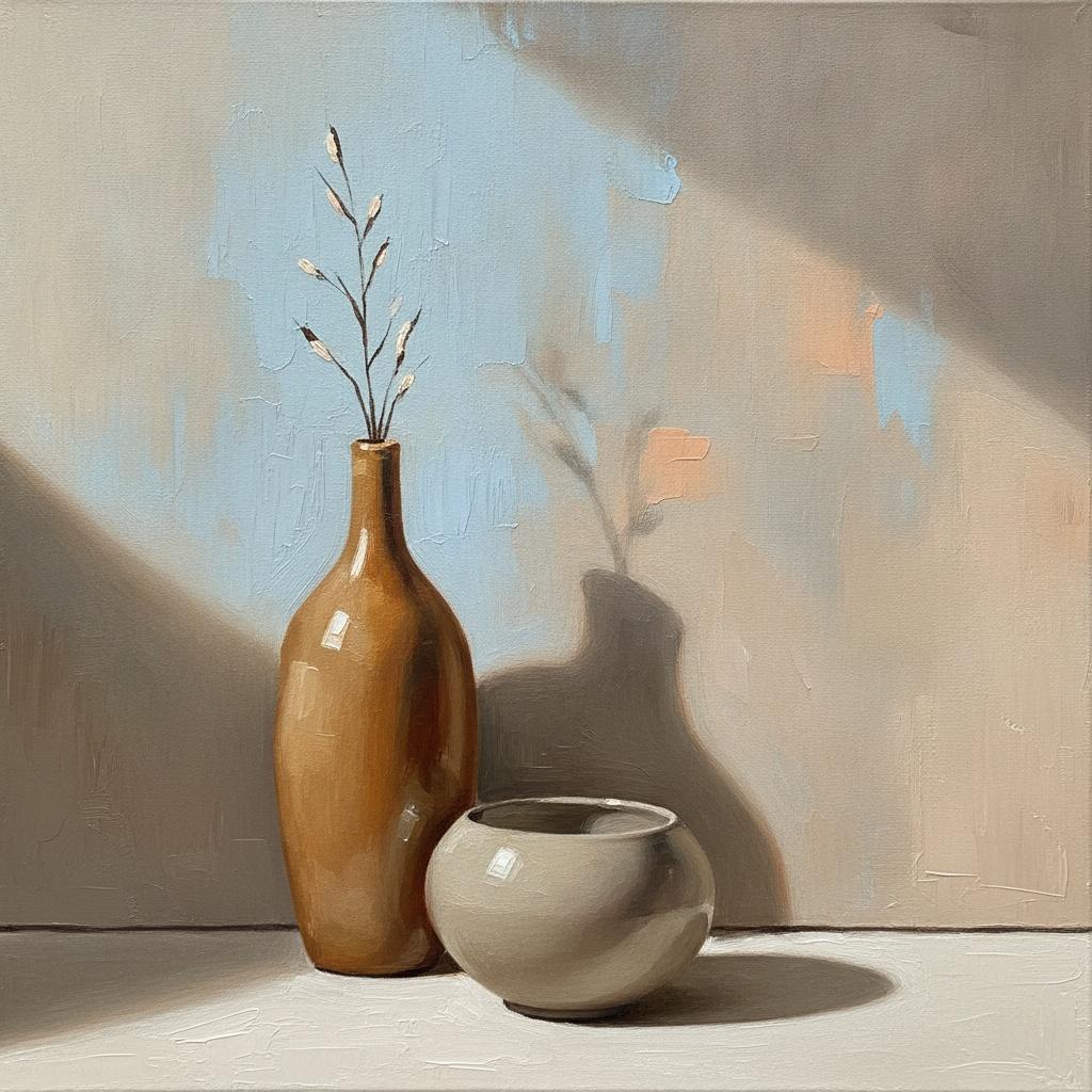Amber Vessels Under A Slanting Beam Of Light — David Moreau