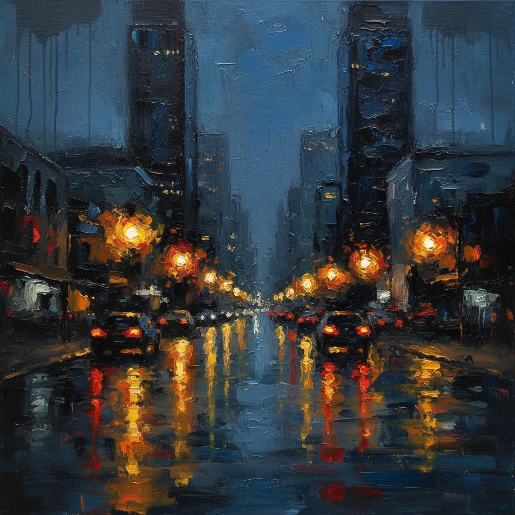Midnight Echoes In Amber: A Solitary Impression Of Urban Rain And Light — Christian Noiret