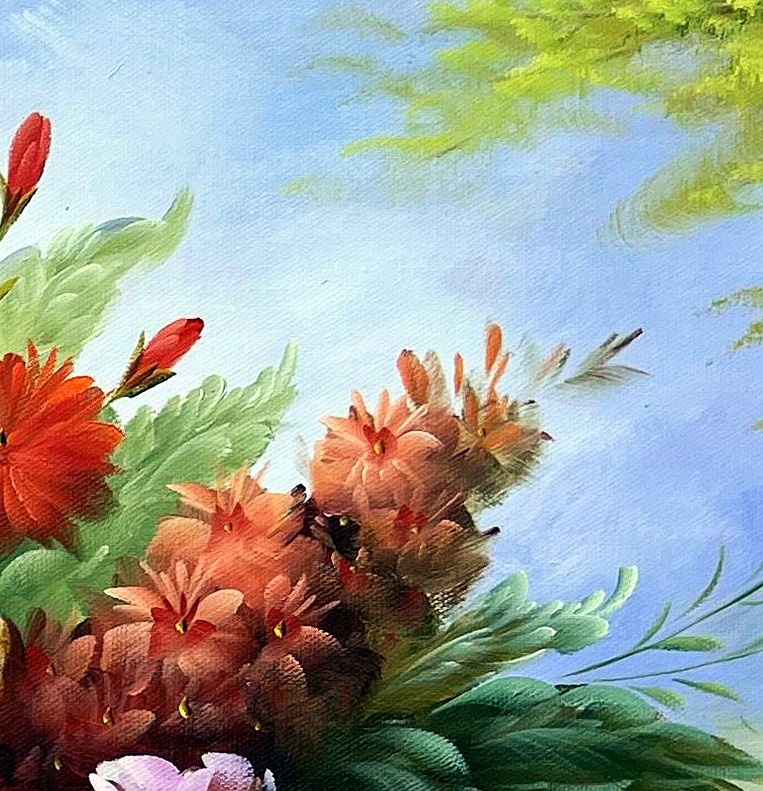 Impressionist Floral Still Life with Peonies - detail