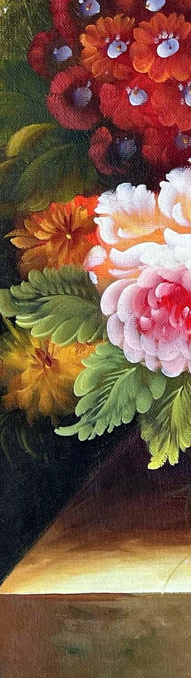 Romantic Floral Bouquet in Golden Vase - detail