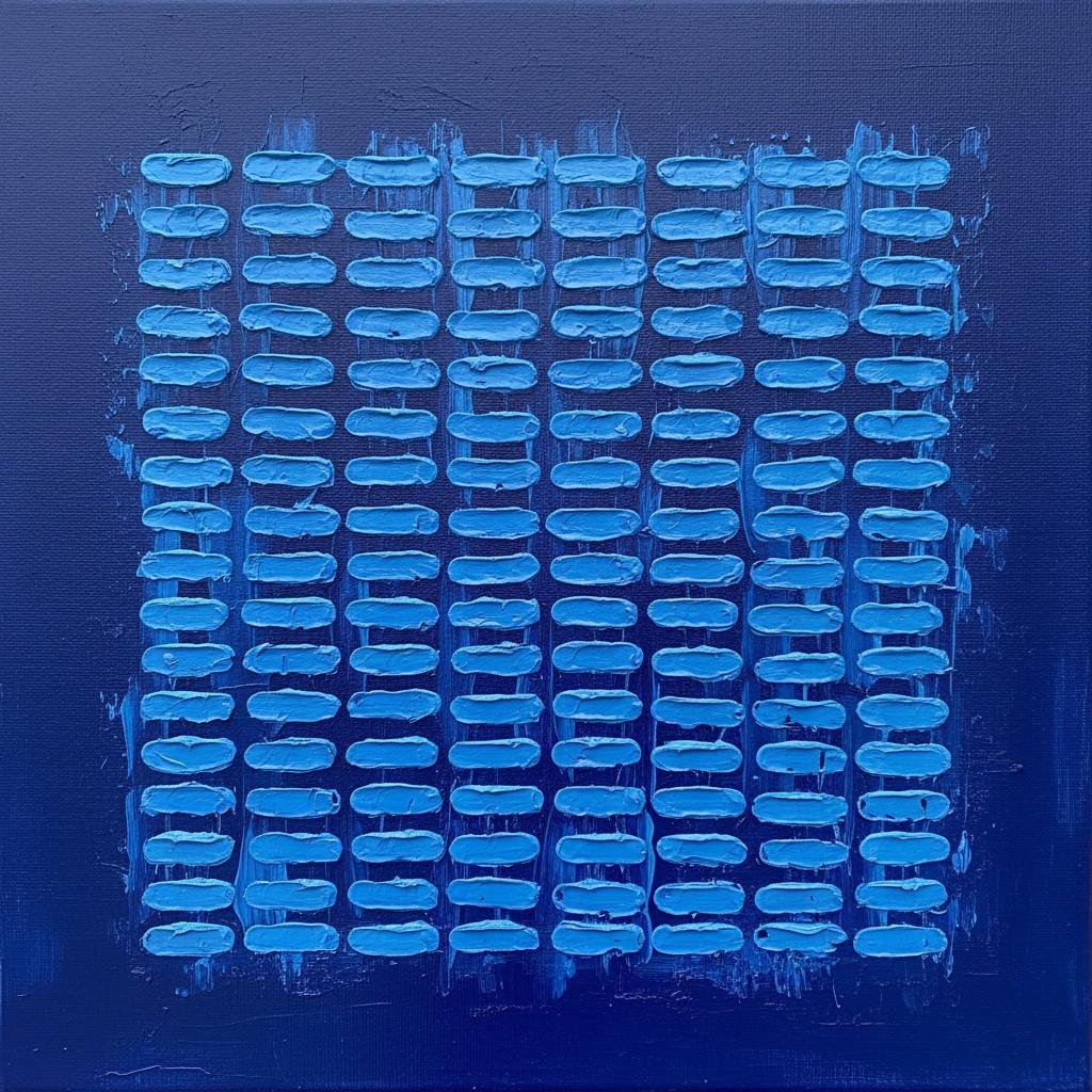 Monolithic Blue Rhythms: A Sculptural Study In Cerulean Impasto And Midnight Symmetry — Laurent Vionnet