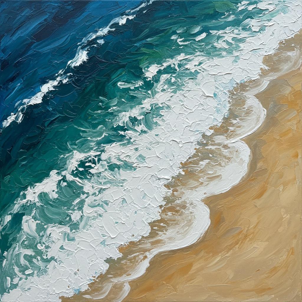 Ethereal Tides Of Ochre And Azure In Sculptural Impasto Motion — David Moreau