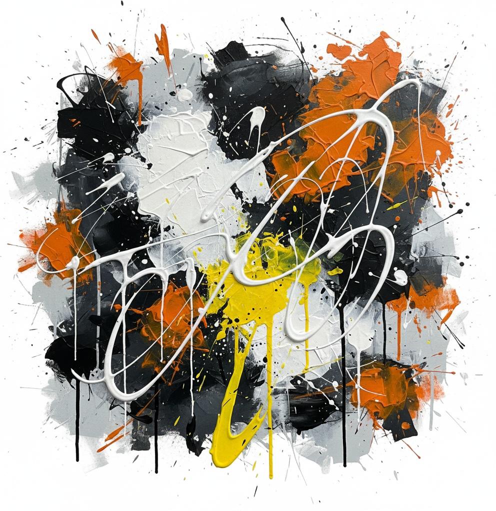 Ephemeral Kinetic Core: A Spontaneous Explosion Of Charcoal, Ochre, And Sculptural White — Laurent Lefèvre
