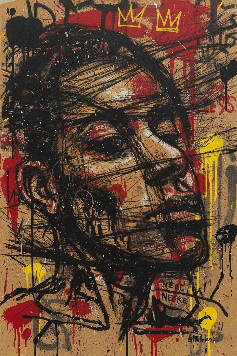 Fragmented Sovereignty: A Gestural Study Of Crimson Chaos And Golden Crowns — Laurent Caron