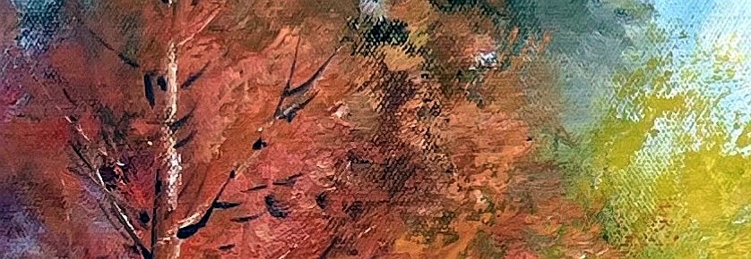 Autumn Woodland Stream with White Birds - detail