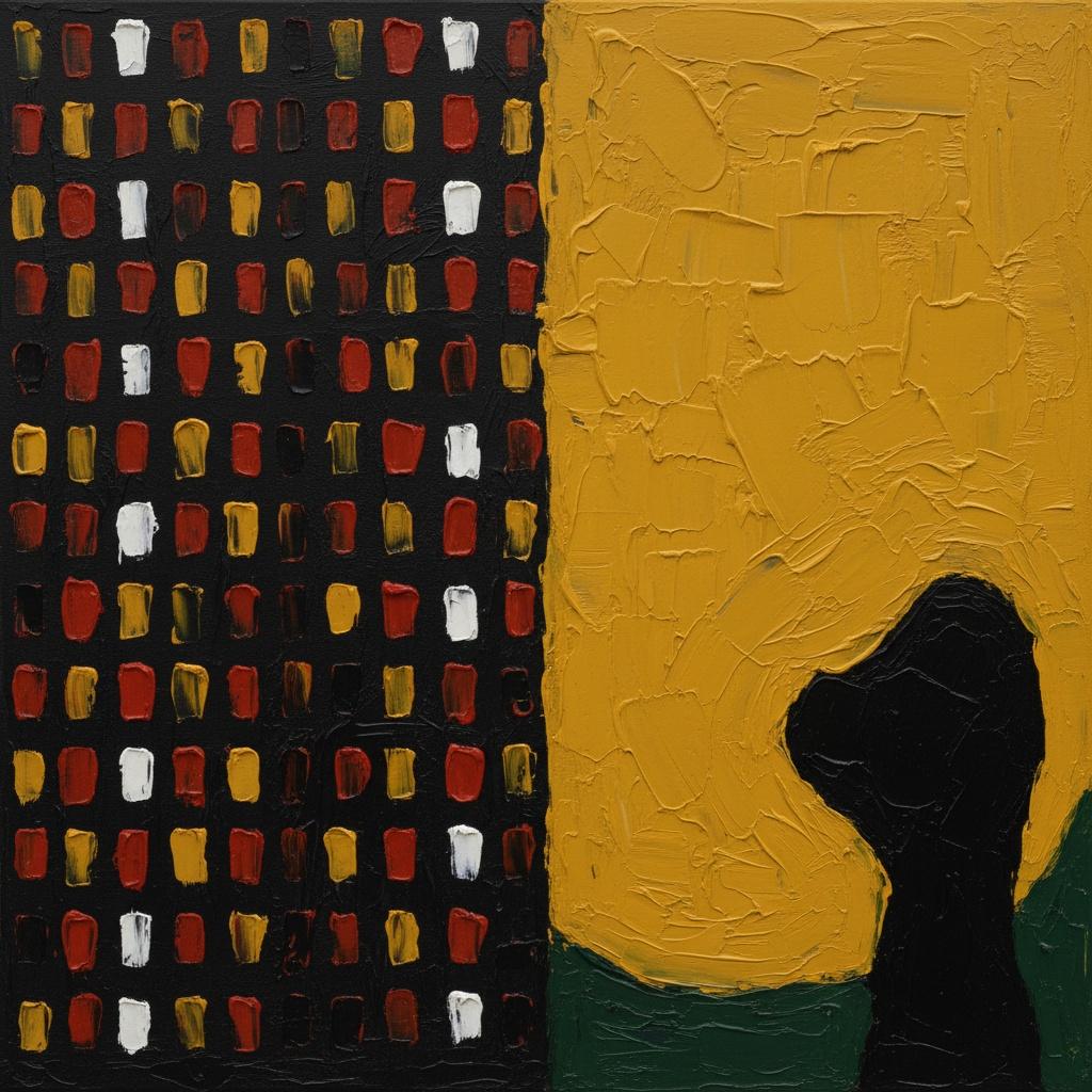 Monolithic Ochre Fragments: A Singular Study In Rhythmic Texture And Shadowed Form — Laurent Fabre