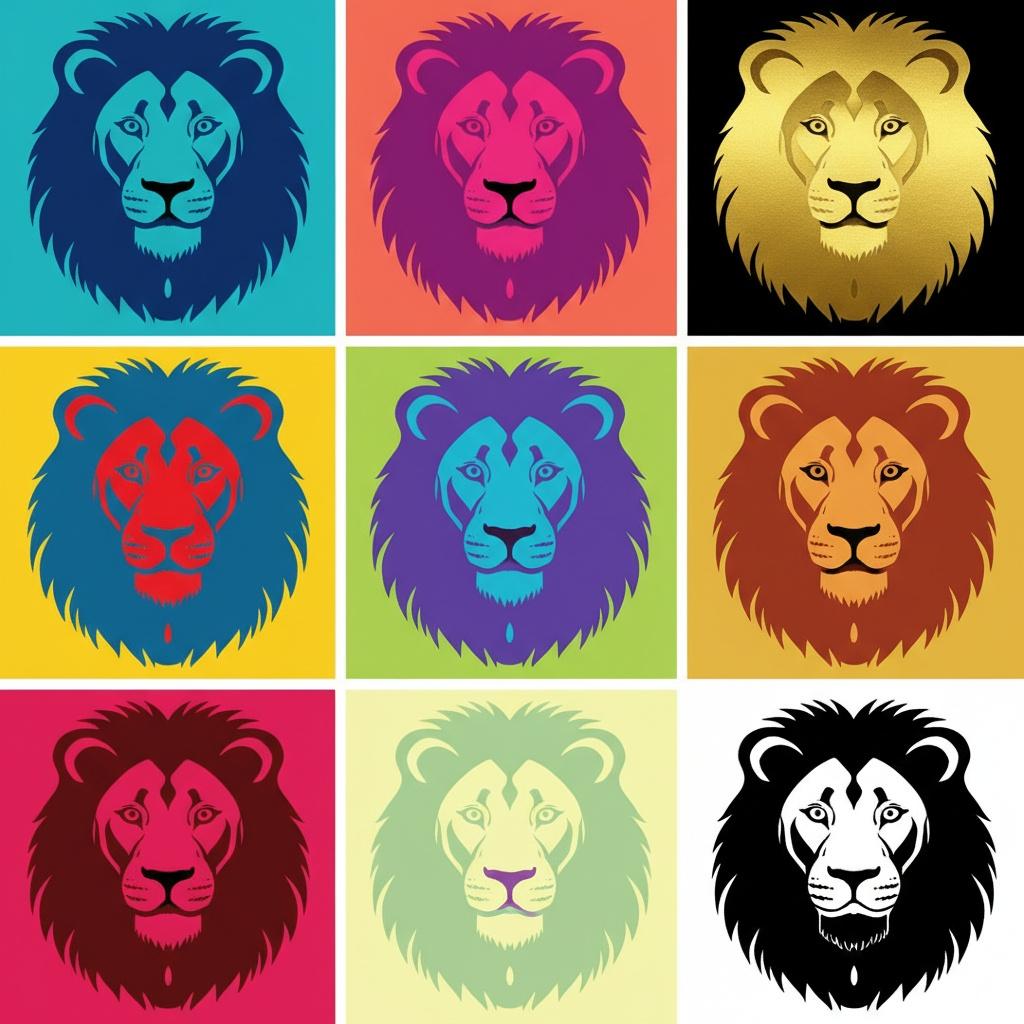 Chromatic Sovereignty: A Monumental Grid Of Nine Radiant And Primal Lion Essences — Élise Muller