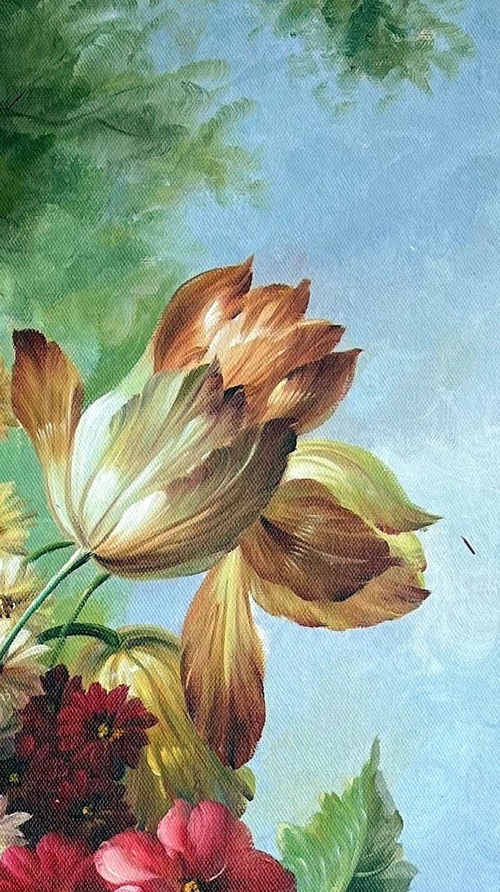 Romantic Floral Still Life with Roses and Lilies - detail