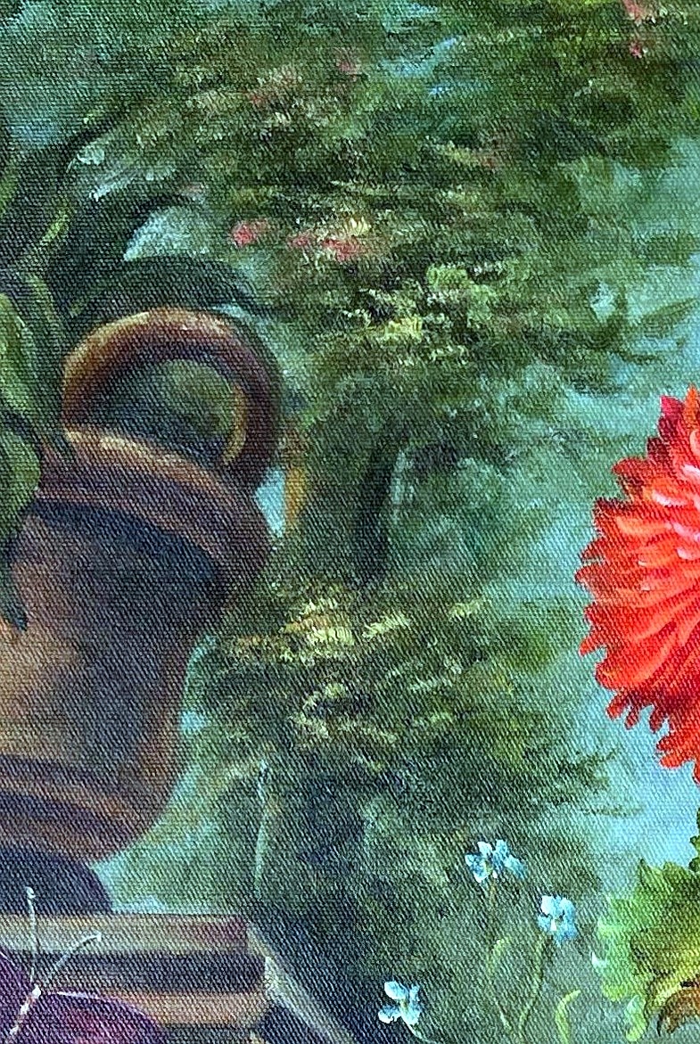 Baroque Floral Still Life with Roses and Peonies - detail