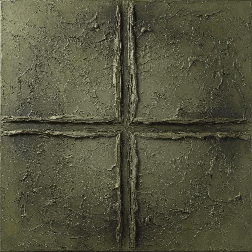 Monolithic Earth: A Sculptural Study In Deep Olive And Structural Relief — David Moreau