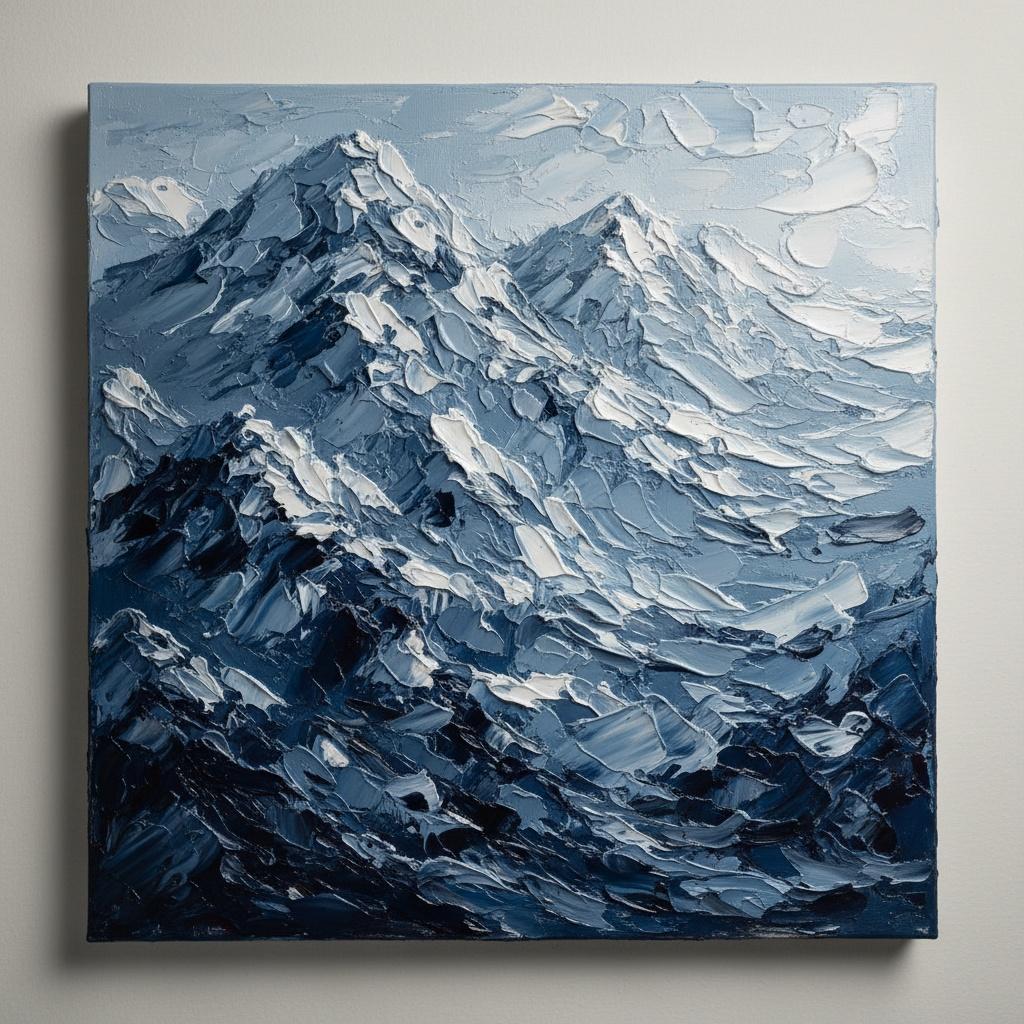 Monolithic Blue Shadows: A Sculptural Study Of Rugged Alpine Peaks And Midnight Tides — David Moreau