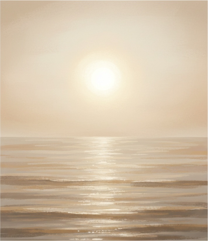 Ethereal Radiance: A Meditative Horizon Of Luminous Sepia And Golden Light — Laurent Roche