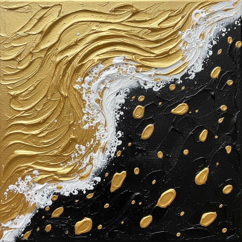Gilded Celestial Ribbons Cascading Through A Turbulent Sea Of Obsidian Shadows — David Moreau