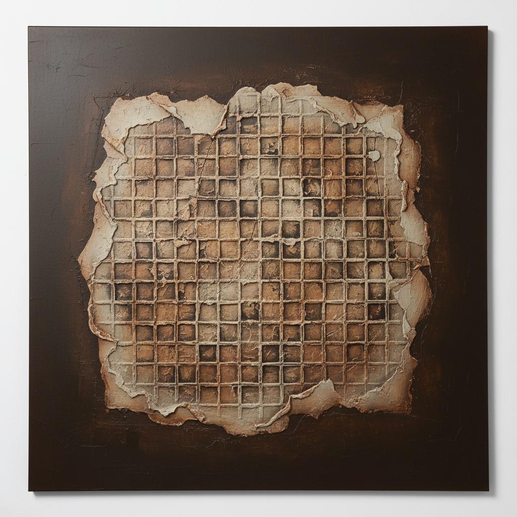 Fragmented Echoes Of An Ancient Grid In Deep Umber And Sepia Tones — David Moreau