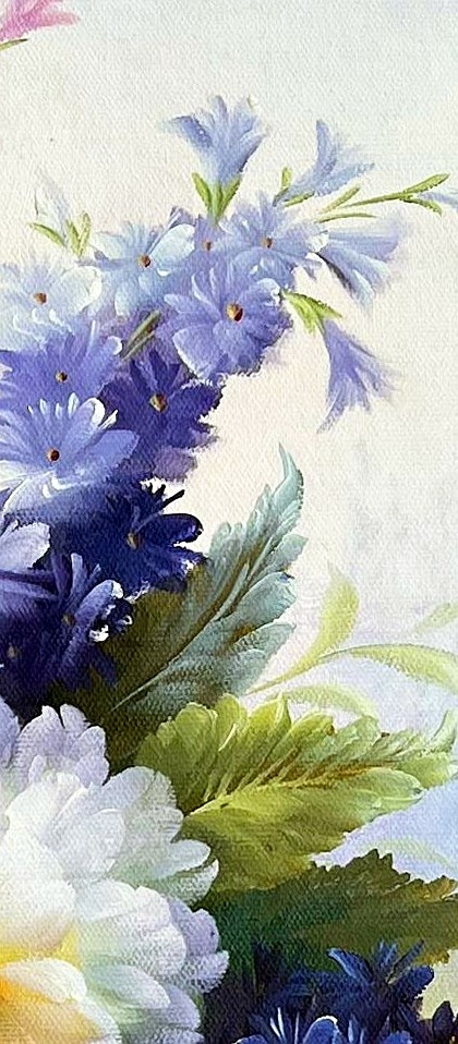 Romantic Floral Still Life in Golden Vase - detail