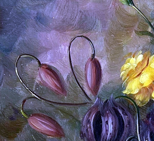 Baroque Floral Still Life with Roses and Peonies - detail
