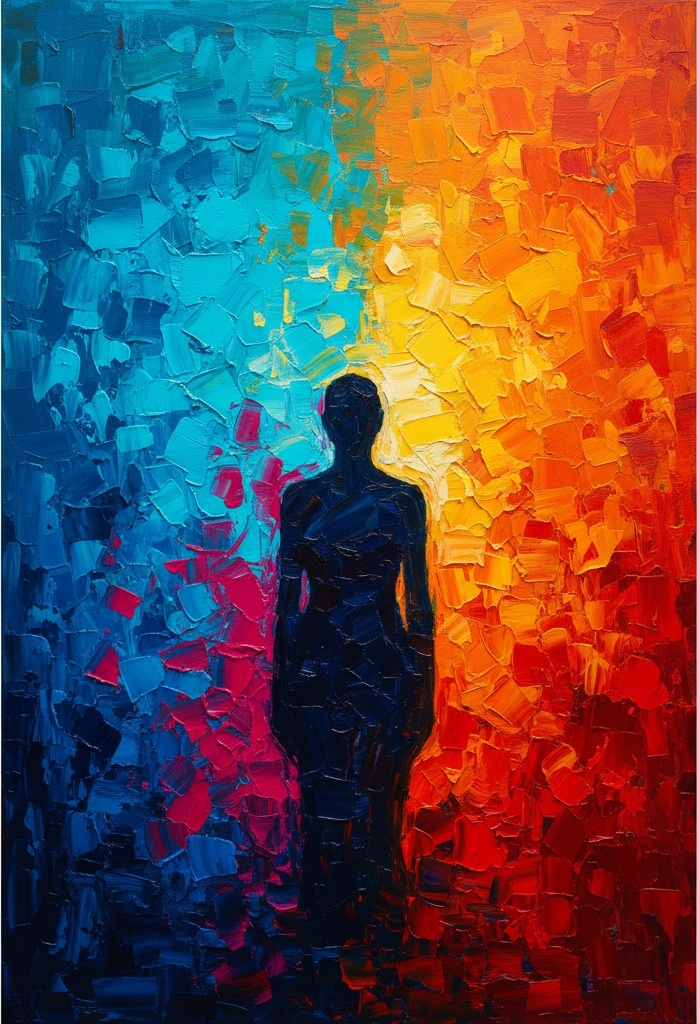 Ephemeral Equilibrium: A Monumental Silhouette Amidst Primal Tensions Of Light And Shadow — Christian Noiret
